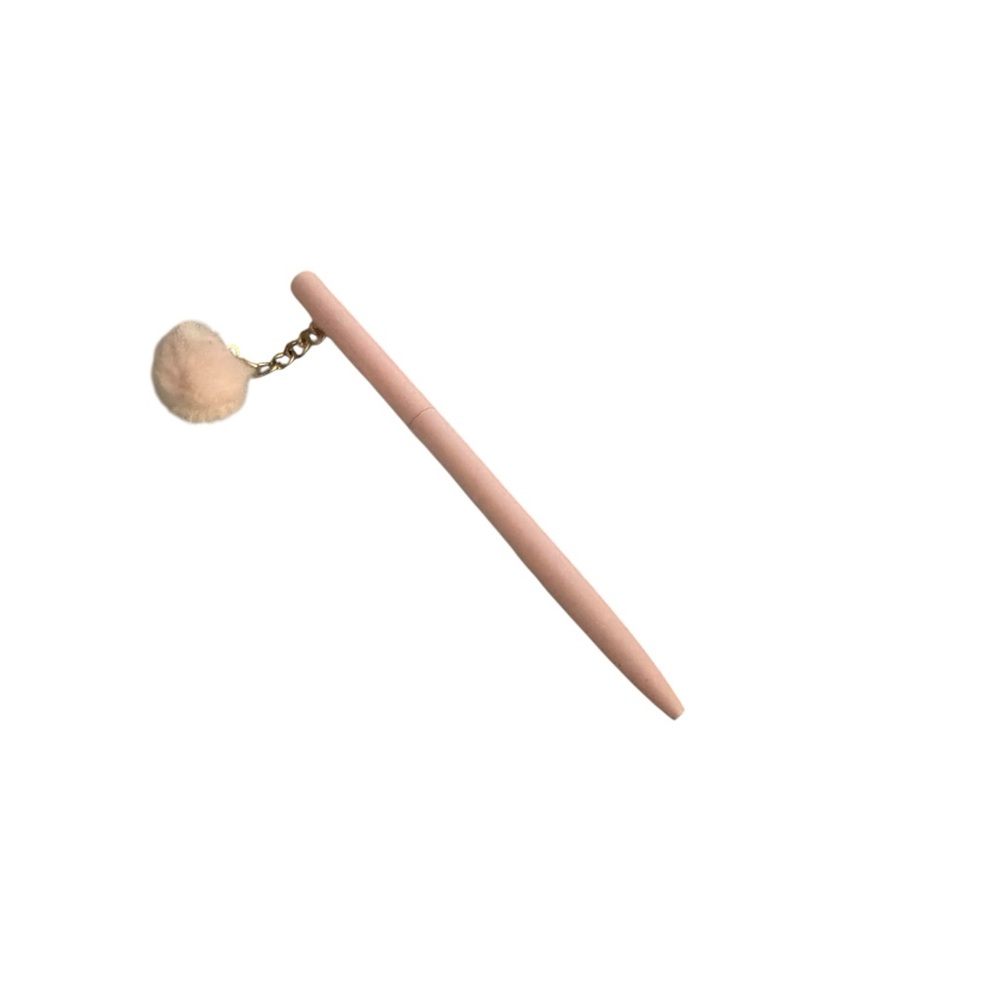 Light Pink Pom Pom Pen - Cute Aesthetic Ballpoint Giftable Desk Accessory